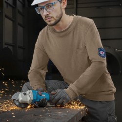 Pitkähihainen palosuojattu T-paita puuvillainen koko 2XL harmaa ammattikäyttöön