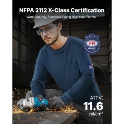 Palosuojattu pitkähiha paita 100% puuvilla M tummansininen rintatasku ATPV 11,6