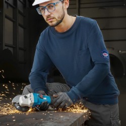 Palosuojattu pitkähiha paita 100% puuvilla M tummansininen rintatasku ATPV 11,6