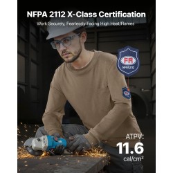 Pitkähihainen palosuojattu T-paita 100 % puuvillaa ATPV-arvo 11,6 L harmaa rintataskulla