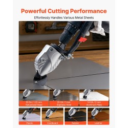 Porakoneeseen sopiva pelti- ja levyleikkuri 360-asteen kääntyvällä teräspäällä ruostumattomalle ja sinkitylle teräkselle