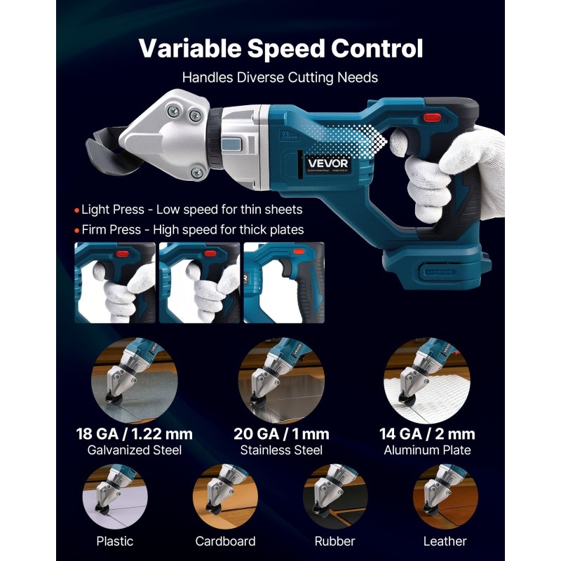 Metallileikkuri johdoton 400 watin kaksoisterillä 360 asteen kääntyvällä leikkuupäällä