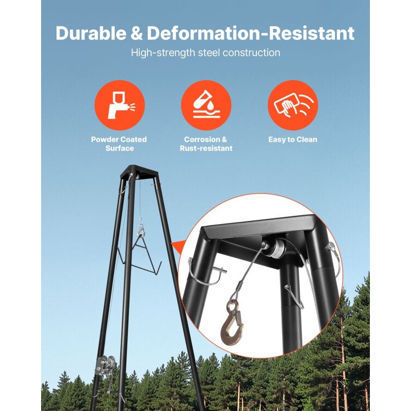 Kolmijalkainen riistanostin Q235-hiiliteräs 226,8 kg kantavuus käsivinssillä