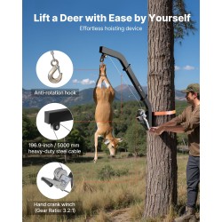 Puuhun kiinnitettävä riistanostin jauhemaalattu Q235-hiiliteräs 160 kg käsivinssi räikkäkiristyshihna