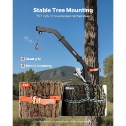 Puuhun kiinnitettävä riistanostin jauhemaalattu Q235-hiiliteräs 160 kg käsivinssi räikkäkiristyshihna