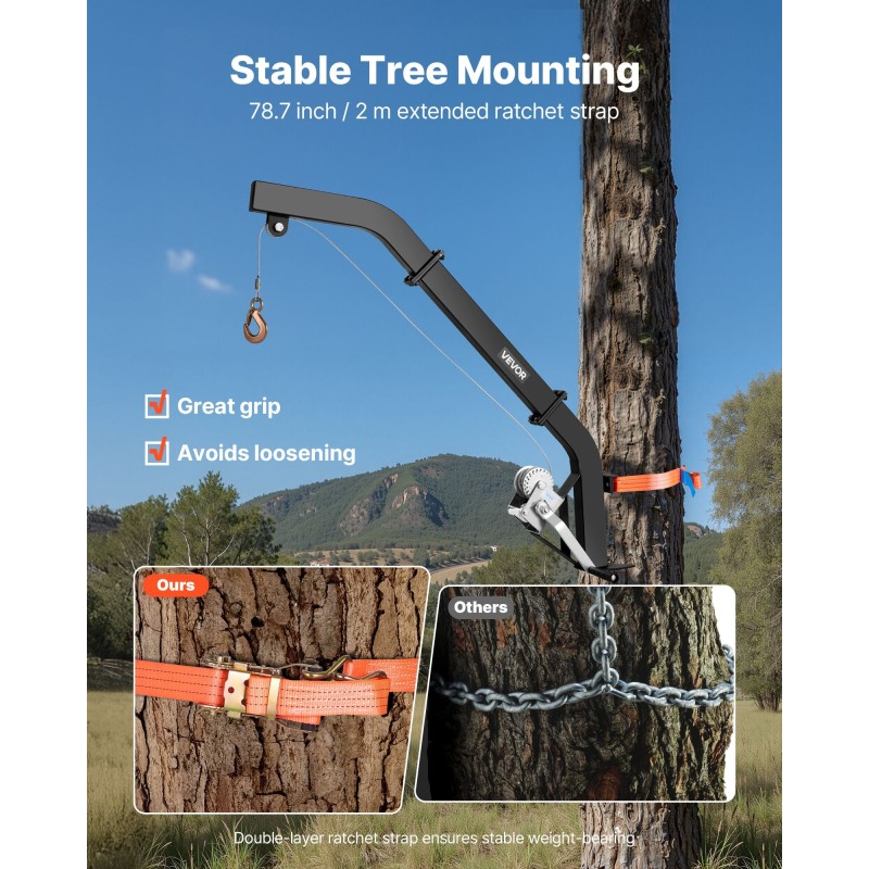 Puuhun kiinnitettävä riistanostin jauhemaalattu Q235-hiiliteräs 160 kg käsivinssi räikkäkiristyshihna