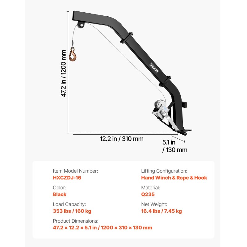 Puuhun kiinnitettävä riistanostin jauhemaalattu Q235-hiiliteräs 160 kg käsivinssi räikkäkiristyshihna