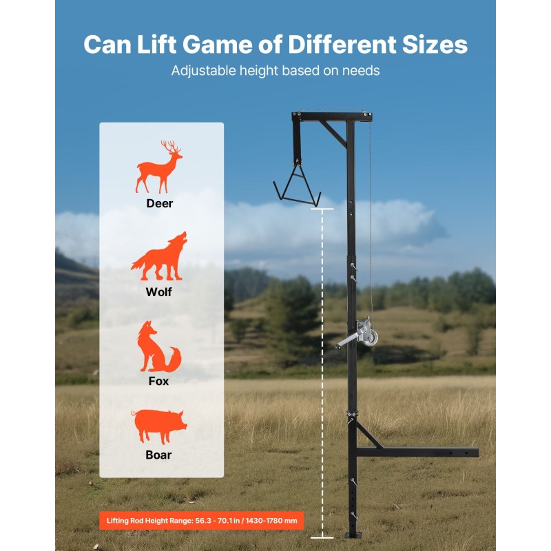 Riistanostin 2-tuumaiselle vetokoukulle Q235-hiiliteräs 181 kg kantavuus käsivinssi 360 asteen varsi