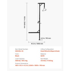 Riistanostin 2-tuumaiselle vetokoukulle Q235-hiiliteräs 181 kg kantavuus käsivinssi 360 asteen varsi