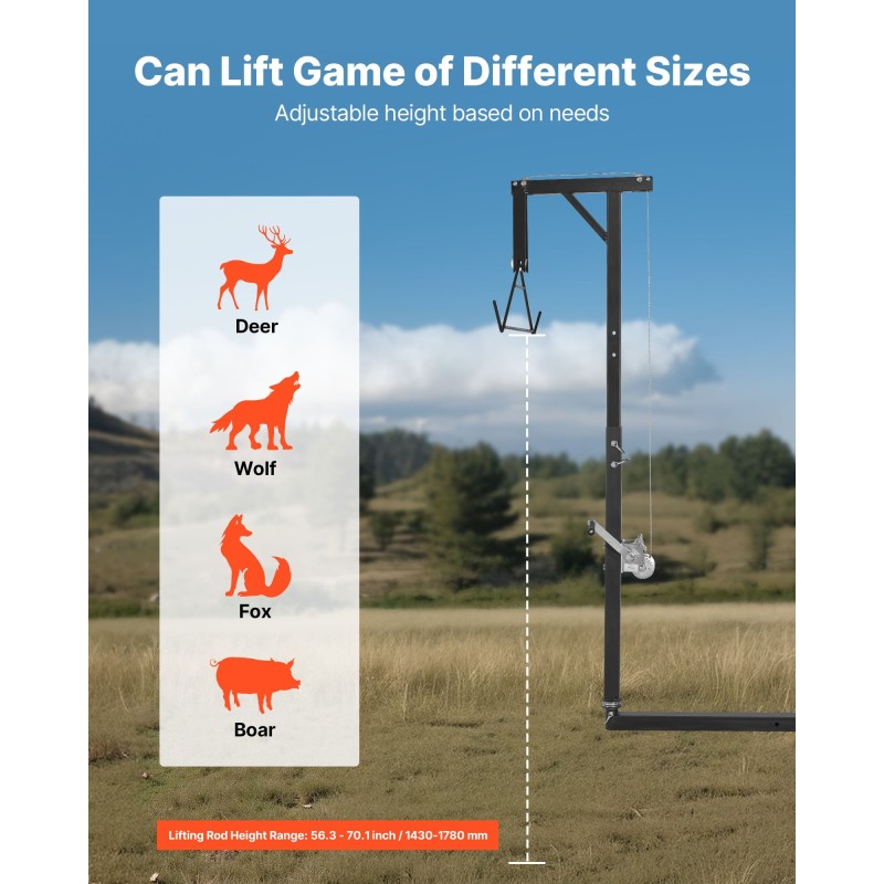 Riistanostin jauhemaalattu hiiliteräs 136 kg kantavuus käsivinssi 2 tuuman vastaanotin