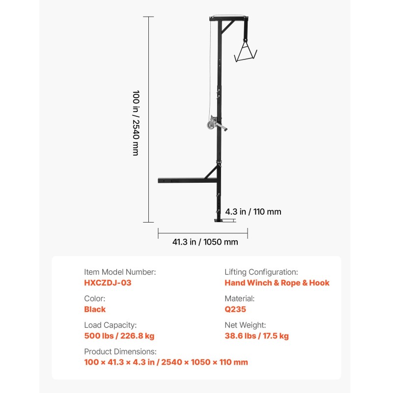 Riistanostin Q235-hiiliteräs 226,8 kg kantavuus metsästykseen 2 tuuman vetokoukkuvastaanotin
