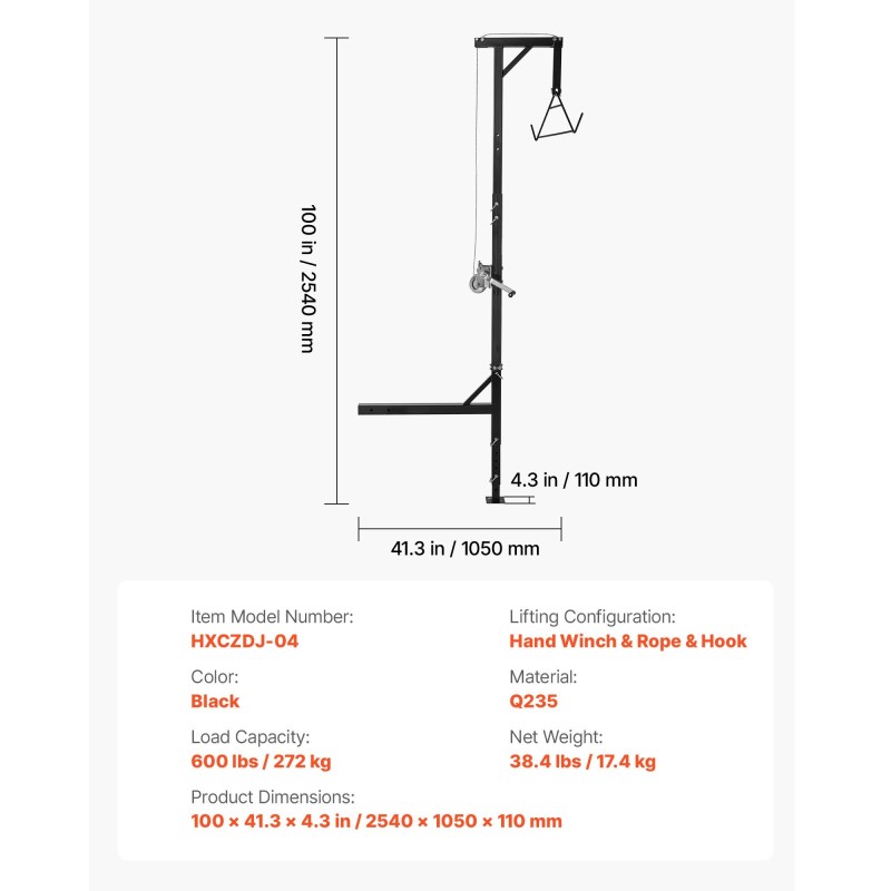 Riistavinssi hiiliteräksestä 272 kg kantokyky 2-tuumainen vastaanotin metsästykseen