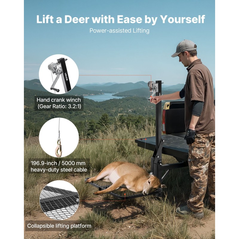 Riistanostin vetokoukkuun 2-tuumainen vastaanotin 136 kg Q235-hiiliteräs taittuva taso