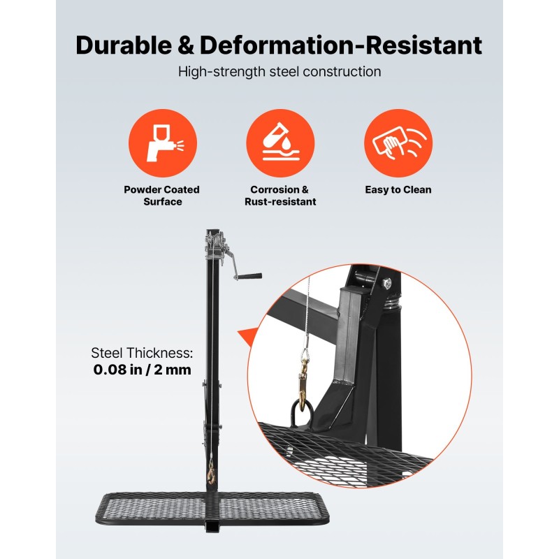 Riistanostin vetokoukkuun 2-tuumainen vastaanotin 136 kg Q235-hiiliteräs taittuva taso