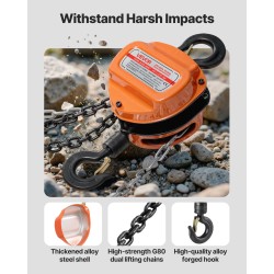 Käsikäyttöinen ketjunostin G80-luokan sinkitty ketju 0,5 t 3 m