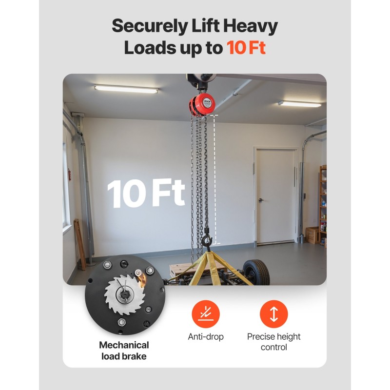 Käsikäyttöinen ketjunostin seosteräs 1 t kantavuus 3 m G70 sinkitty ketju