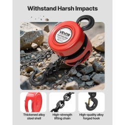 Käsiketjunostin kaksi tonnia kolme metriä seosteräsrunko galvanoitu ketju turvalukollinen koukku