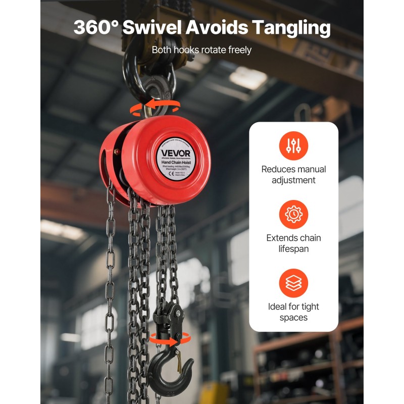 Käsiketjunostin kaksi tonnia kolme metriä seosteräsrunko galvanoitu ketju turvalukollinen koukku