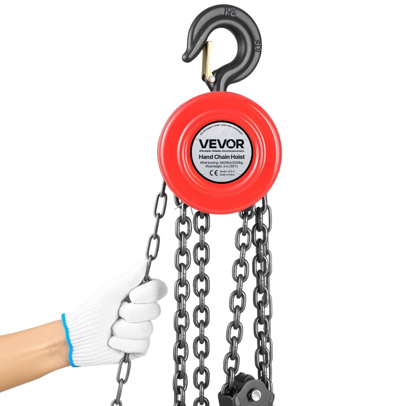 Käsiketjunostin kaksi tonnia kolme metriä seosteräsrunko galvanoitu ketju turvalukollinen koukku