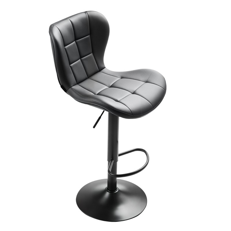 Baarijakkarasetti 4 kpl musta PU-nahkaverhoilu keittiöön selkänojilla korkeudensäätö