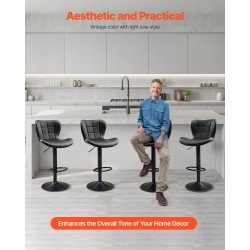 Baarijakkarasarja 2 kpl musta PU-nahka rautaputkirunko korkeussäädettävät pyörivät selkänojalliset