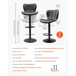 Baarijakkarasarja 2 kpl musta PU-nahka rautaputkirunko korkeussäädettävät pyörivät selkänojalliset