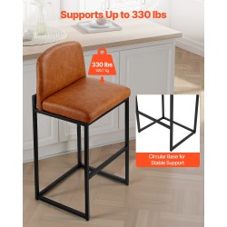 Baarijakkarasetti neljä jakkaraa 68 cm istuinkorkeus ruskea keinonahka metallirunko