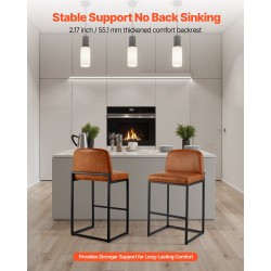 Baarijakkarasetti neljä jakkaraa 68 cm istuinkorkeus ruskea keinonahka metallirunko