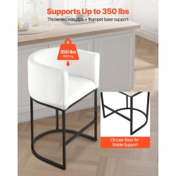 Baarijakkarasetti 3 kpl pehmustettu valkoinen plyysi metallirunko 63 cm puoliksi avoin selkänoja
