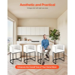 Baarijakkarasetti 3 kpl pehmustettu valkoinen plyysi metallirunko 63 cm puoliksi avoin selkänoja