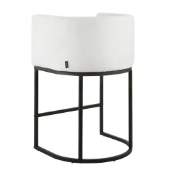 Baarijakkarasetti 3 kpl pehmustettu valkoinen plyysi metallirunko 63 cm puoliksi avoin selkänoja