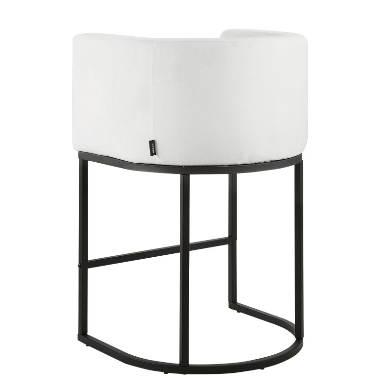 Baarijakkarasetti 3 kpl pehmustettu valkoinen plyysi metallirunko 63 cm puoliksi avoin selkänoja