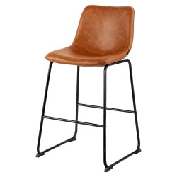 Baarijakkarasetti 4 kpl 65 cm istuinkorkeudella PU nahkaverhoilu metallirunko ruskea keittiöön ruokailutilaan