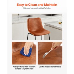 Baarijakkarasetti 4 kpl 65 cm istuinkorkeudella PU-nahkaverhoilu metallirunko ruskea keittiöön ruokailutilaan