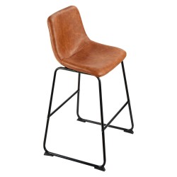 Baarijakkarasetti 4 kpl 65 cm istuinkorkeudella PU-nahkaverhoilu metallirunko ruskea keittiöön ruokailutilaan
