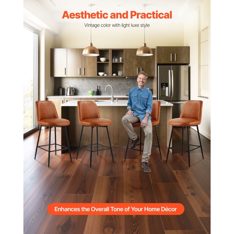 Baarijakkarasetti 3 kpl ruskea PU-nahka 69 cm istuinkorkeus metallirunko 360 asteen kääntyvä