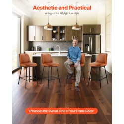 Baarijakkarasetti 2 kpl ruskea PU-nahkaverhoilu 360 asteen kääntyvillä istuimilla metallijaloilla