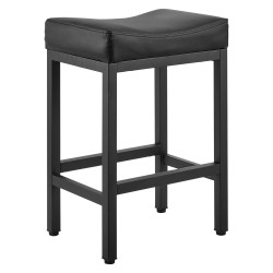 Selkänojattomat baarijakkarat 2 kpl musta PU-keinonahka satulatuolit rautajaloilla