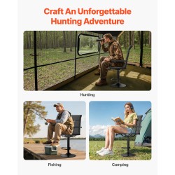 Metsästystuoli teräsrunkoinen korkeussäädettävä täysin kääntyvä taittuva kalastukseen retkeilyyn