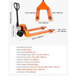 Haarukkavaunu käsikäyttöinen hiiliteräs kolmen tonnin kantavuus nailonpyörillä