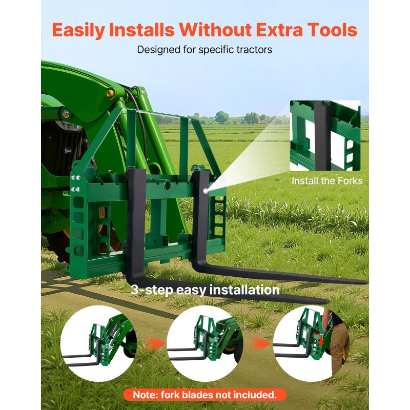 Kuormainrunko Q235A-teräs 1814 kilogrammaa kantavuus trukkipiikeille ja heinäspeareille