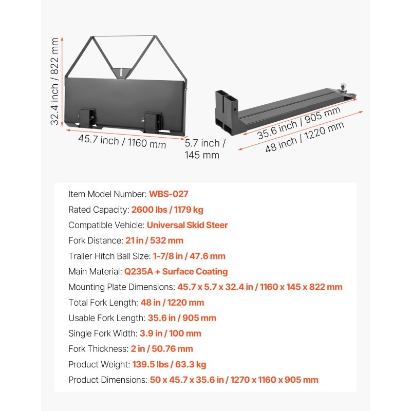 Kuormalavahaarukkakehikko teräs 1179 kilogramman nostokapasiteetti kaksituumaiset haarukat