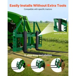 Trukkipiikkikehikko Q235A-teräs 1814 kg kuormakapasiteetti säädettävät piikit etukuormaimeen ja traktoreihin