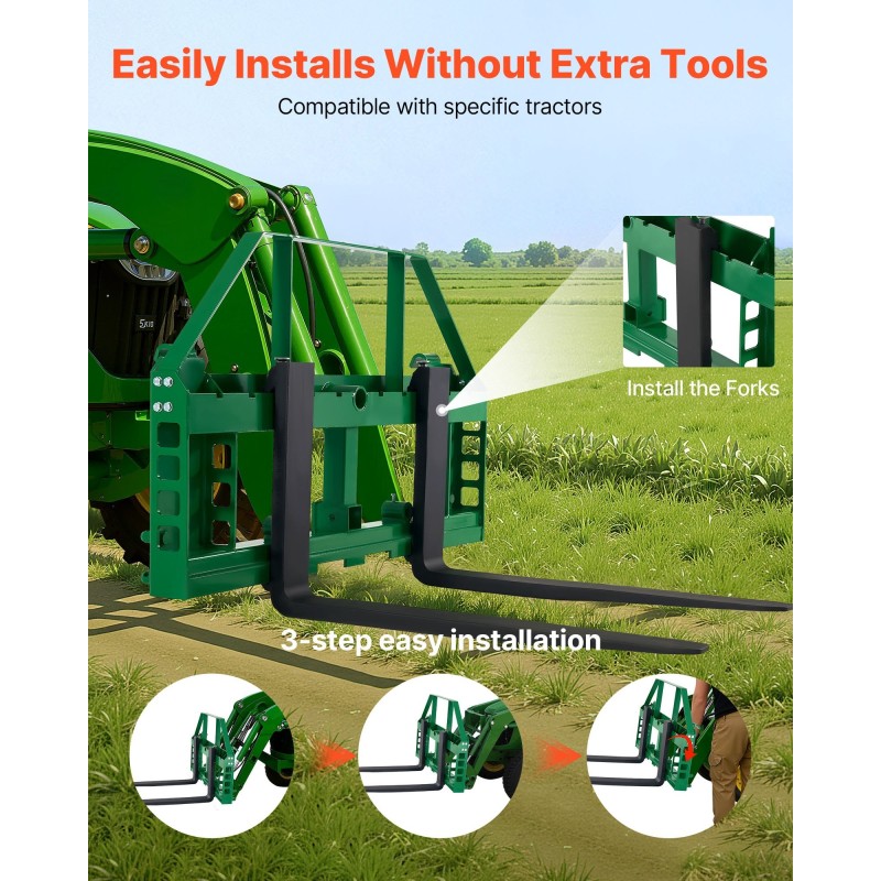 Traktorin lavahaarukka teräs 1065 mm 1814 kg kantavuus lavojen ja paalien käsittelyyn