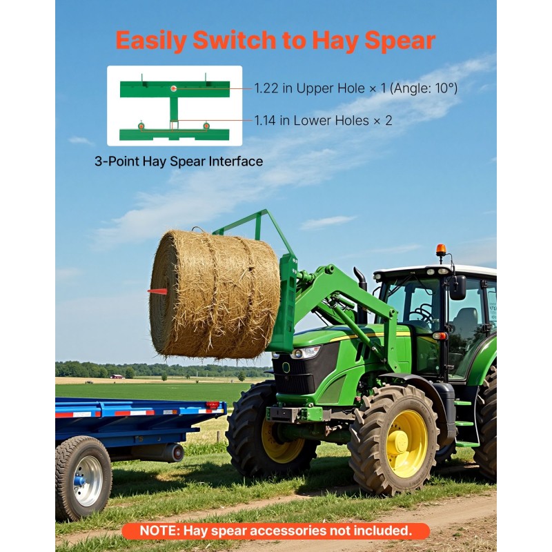 Traktorin lavahaarukka teräs 1065 mm 1814 kg kantavuus lavojen ja paalien käsittelyyn