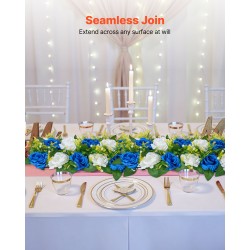 Teko-ruusukukkapallot silkkikankaasta 10 kpl sinivalkoiset pöytäkoristeiksi