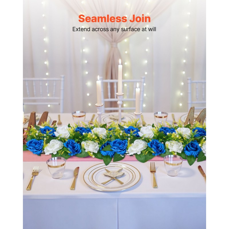 Teko-ruusukukkapallot silkkikankaasta 10 kpl sinivalkoiset pöytäkoristeiksi