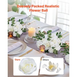 Tekoiset kukkapallot silkistä ja muovista 10 kpl halkaisija 45 cm valkoiset ruusut