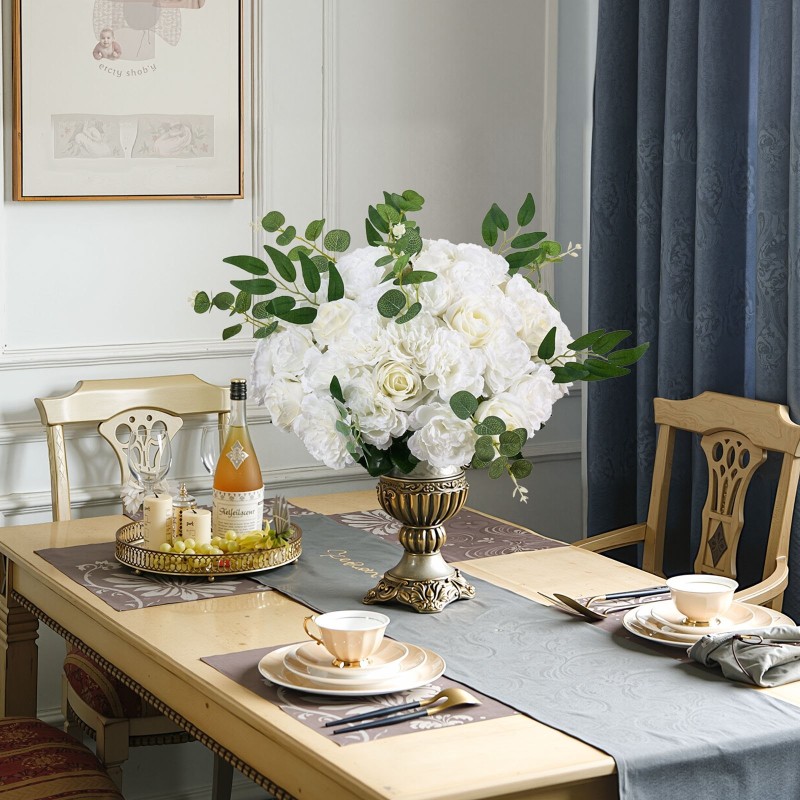 Tekoiset kukkapallot silkistä ja muovista 10 kpl halkaisija 45 cm valkoiset ruusut