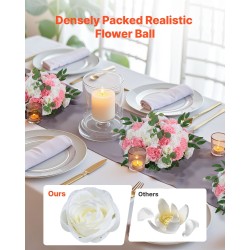 Keinotekoiset silkkiset ruusukukkapallot 10 kpl 450 mm hää- ja juhlasomistukseen